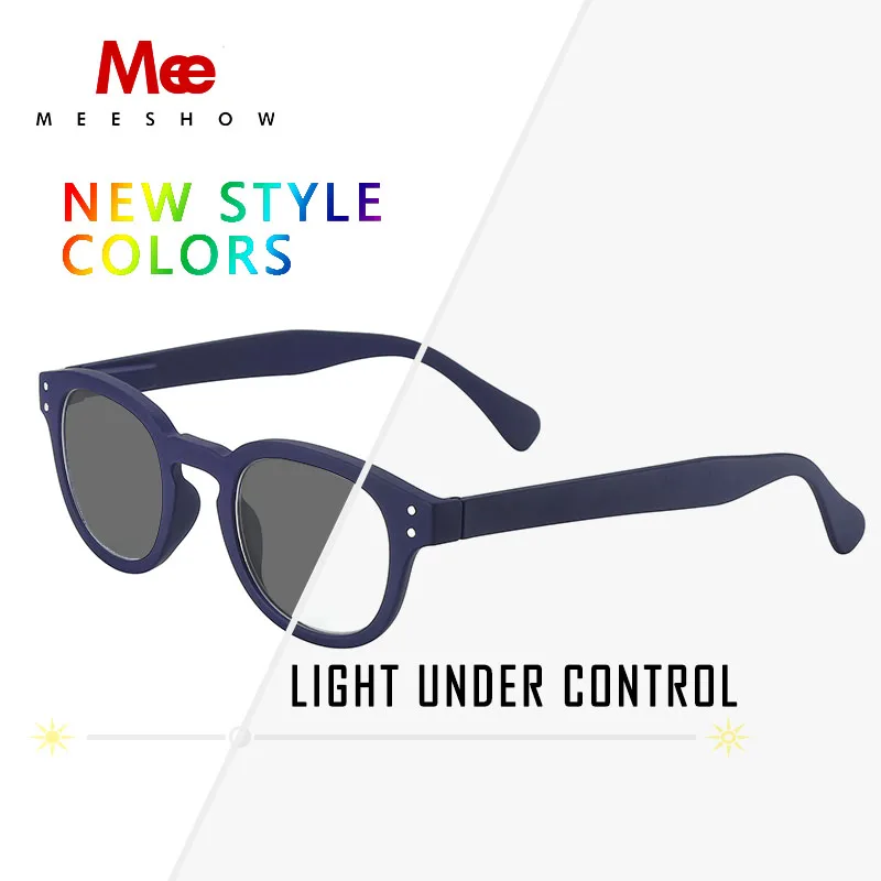 Blue Photo Brown MEESHOW фотохромные солнцезащитные очки wo мужские солнцезащитные очки uv400 ретро очки по рецепту очки для чтения очки во французском стиле - Цвет оправы: Blue Photo Brown