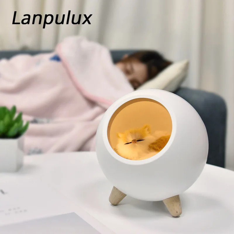 Lanpulux ночное освещение для сна с кошкой зарядка через USB гнездо дизайн