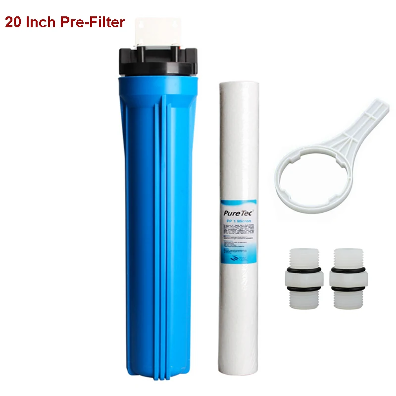 20 Inch Single Stage Water Filter Explosion-Proof Water Purifier Filter Bottle With 1 Micron PPF 1/2