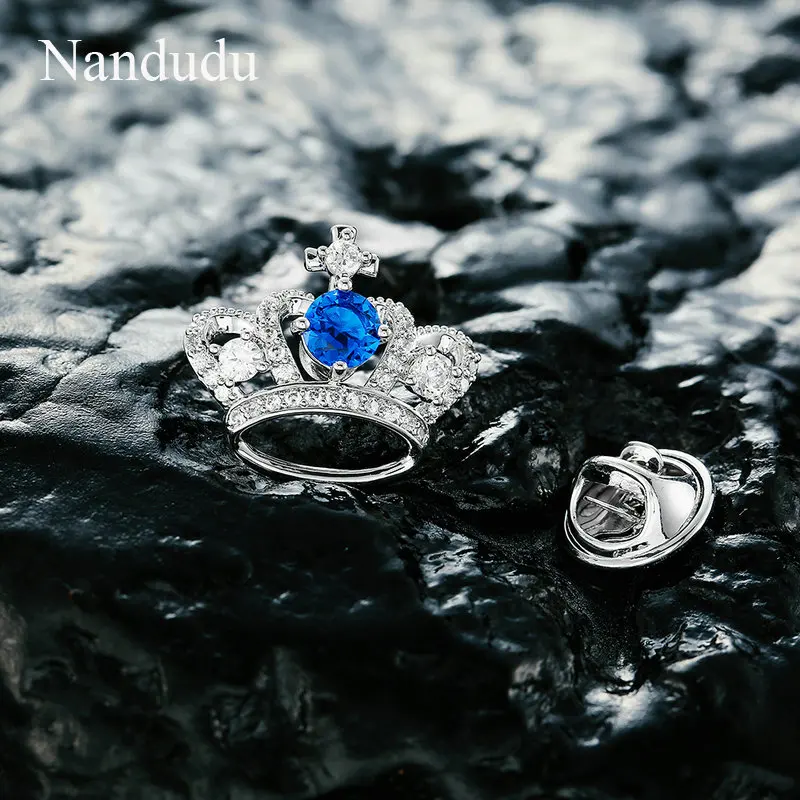 Nandudu Новый Синий CZ Брошь Pin для Для женщин ювелирные изделия ткань воротник