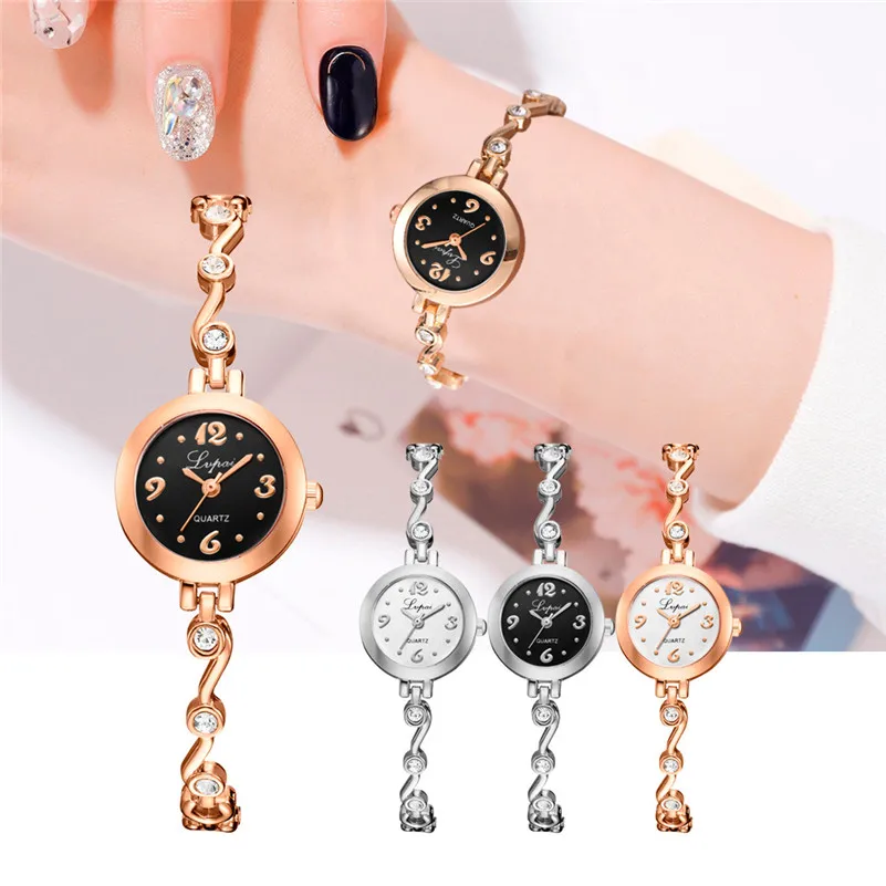 2019 Luxury Women Watches Fashion Rose Gold Crystal Bracelet Ladies Watch Large Digita Dial Diamond Quartz Wrist /D | Наручные часы