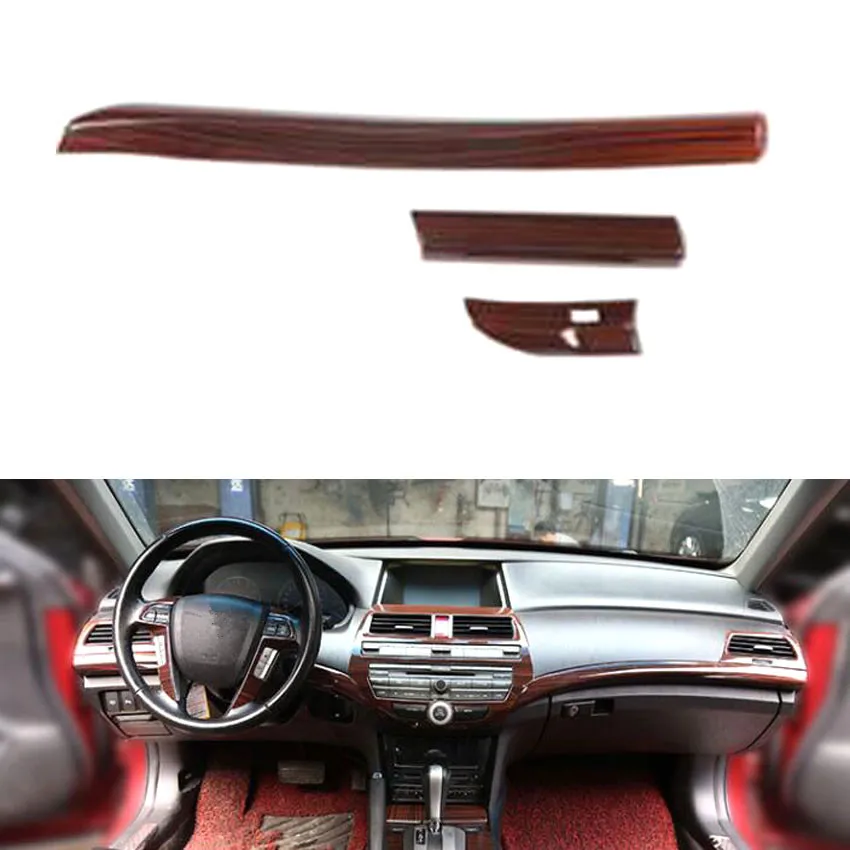 Walnut color Интерьер автомобиля Центральной Управление Накладка для Honda Accord восемь поколения для леворульных автомобилей, автомобильные аксессуары для укладки волос 3 шт./компл. 2 цвета - Название цвета: Walnut color
