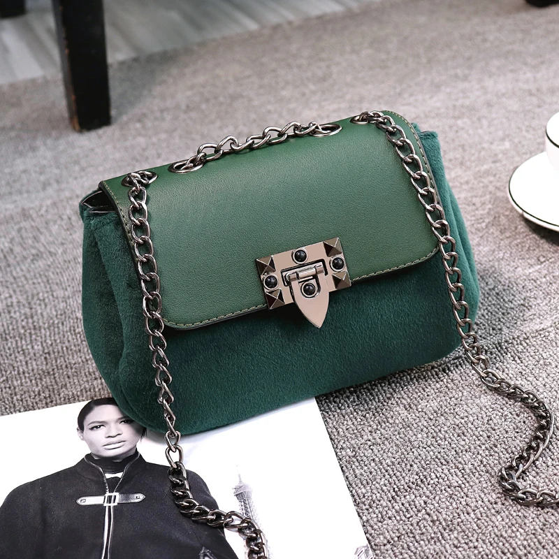 Женская сумка 2019 Новая модная бархатная маленькая квадратная с 100 цепочками и