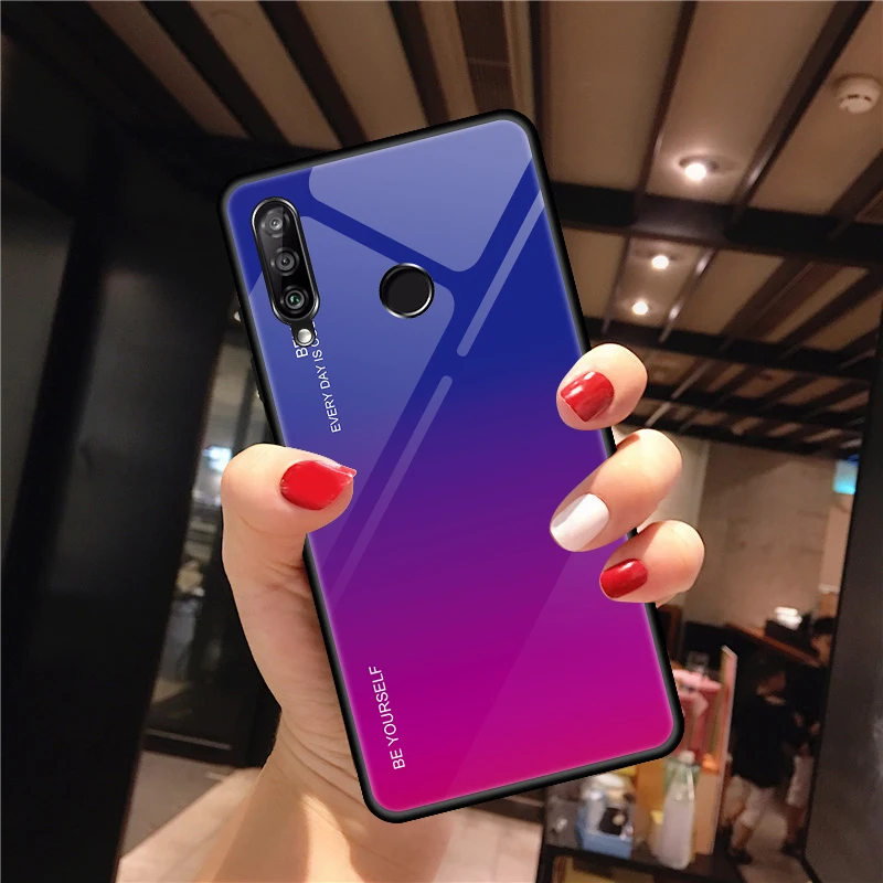 Роскошный градиентный чехол из закаленного стекла для Huawei P smart 2019 Plus Pro Z FIG LX1 POT honor