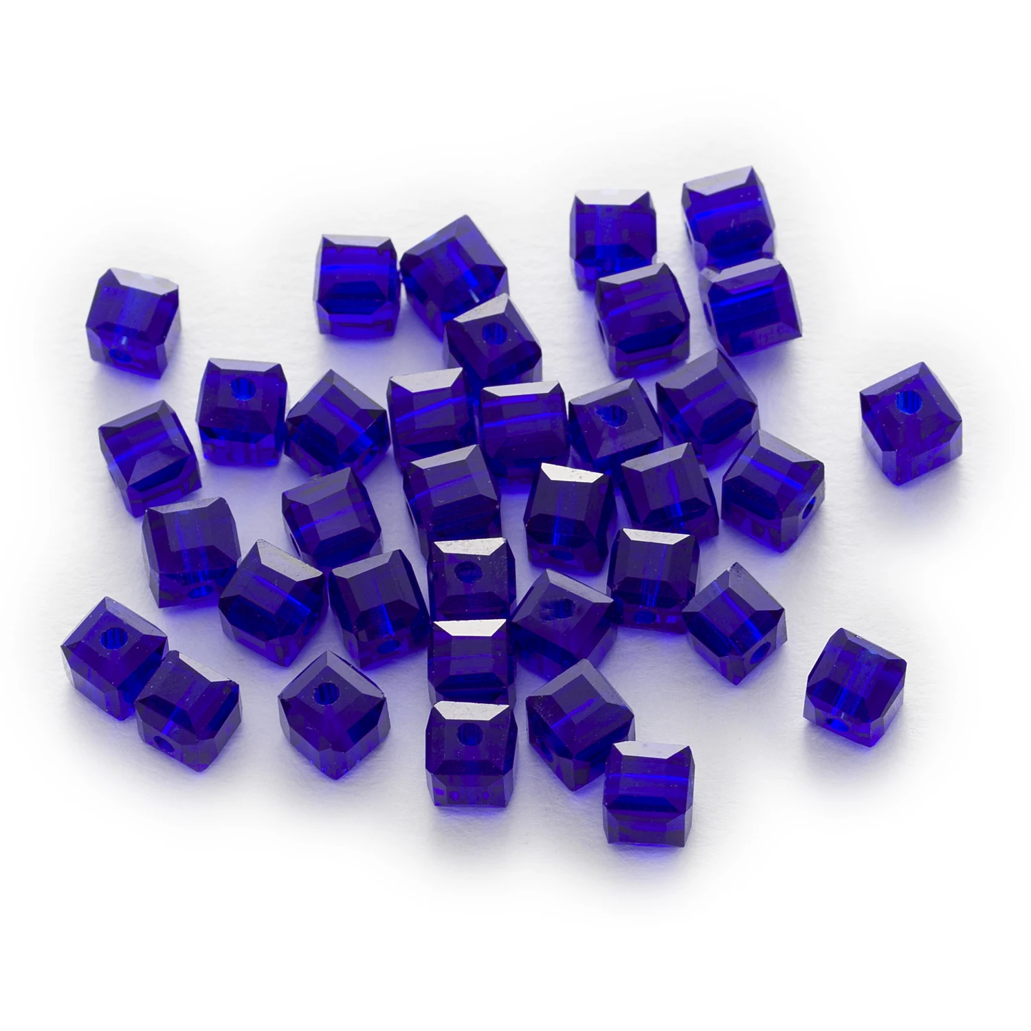 Бусины стеклянные граненые темно синие 4 8 мм 50 шт.|bracelet making|glass cubespacer beads |