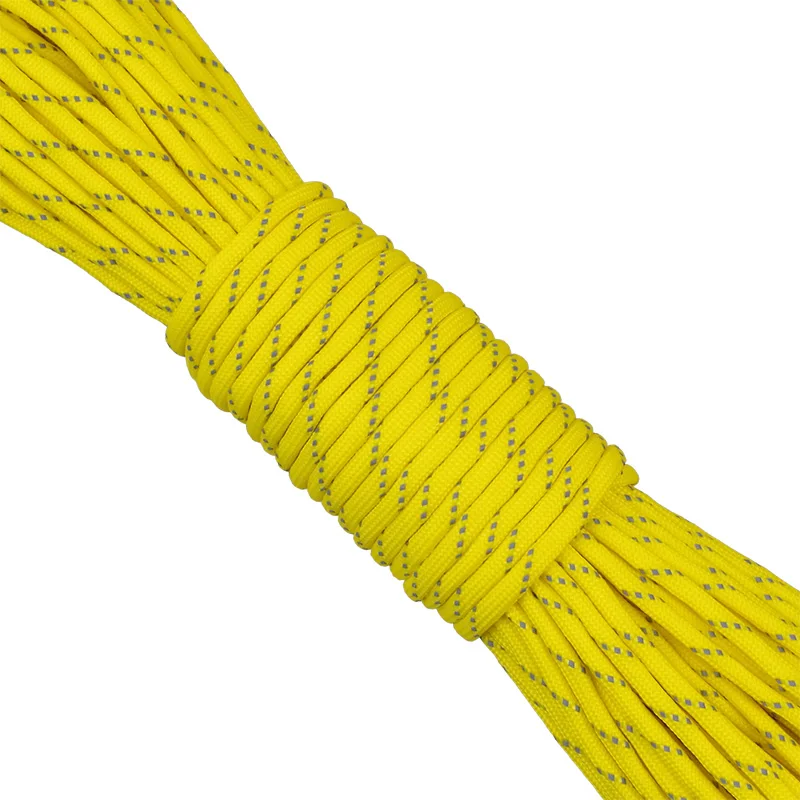 Yellow 12 Colors 7 Strands Reflective Paracord For Outdoor Survival Bracelet Kit DIY Lanyard Camping Hiking Parachute Cord - Цвет: Yellow