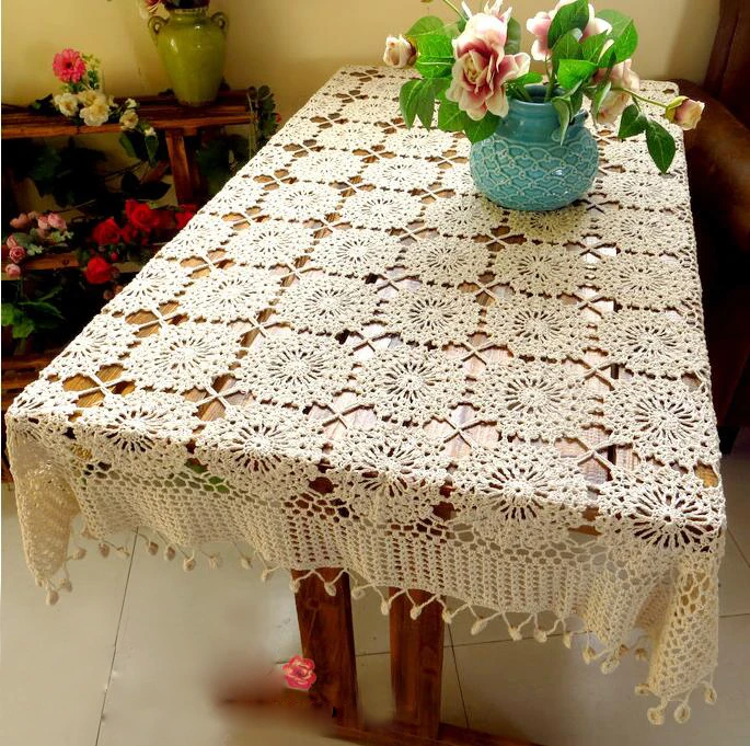 Рождество ручной работы вязанный цветочный прямоугольные скатерти с шипами