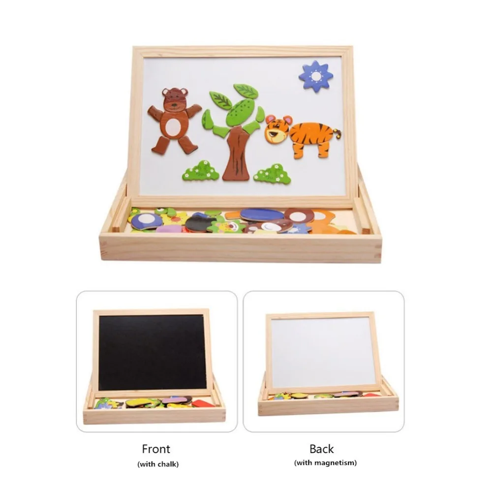 

Wooden Multifunction Children Animal Puzzle Writing Magnetic Drawing Board Blackboard Learning Education Toys For Kids