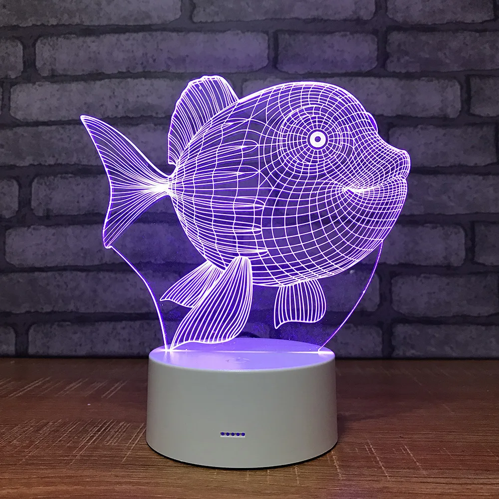 Новинка необычное место 3d свет обесцвечивание креативный мультфильм рыба