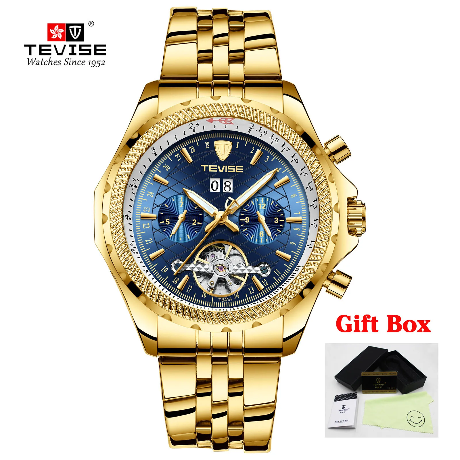 TEVISE steel blue Tevise Топ бренд Роскошные мужские часы Автоматические Tourbillon механические часы для мужчин с автоматическим заводом мужские наручные часы Relogio Masculino - Цвет: TEVISE steel blue