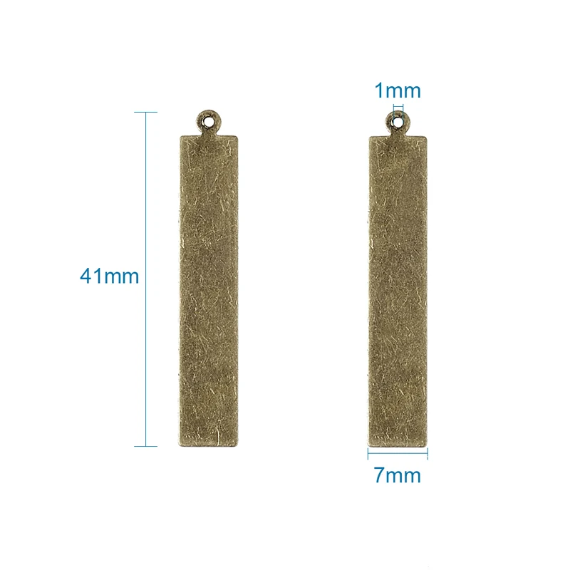 Antique Bronze 41x7 10 шт. металлические латунные штамповочные бирки Антикварные Бронзовые Подвески красная медь прямоугольная квадратная круглая овальная для изготовления ювелирных изделий DIY - Окраска металла: Antique Bronze 41x7