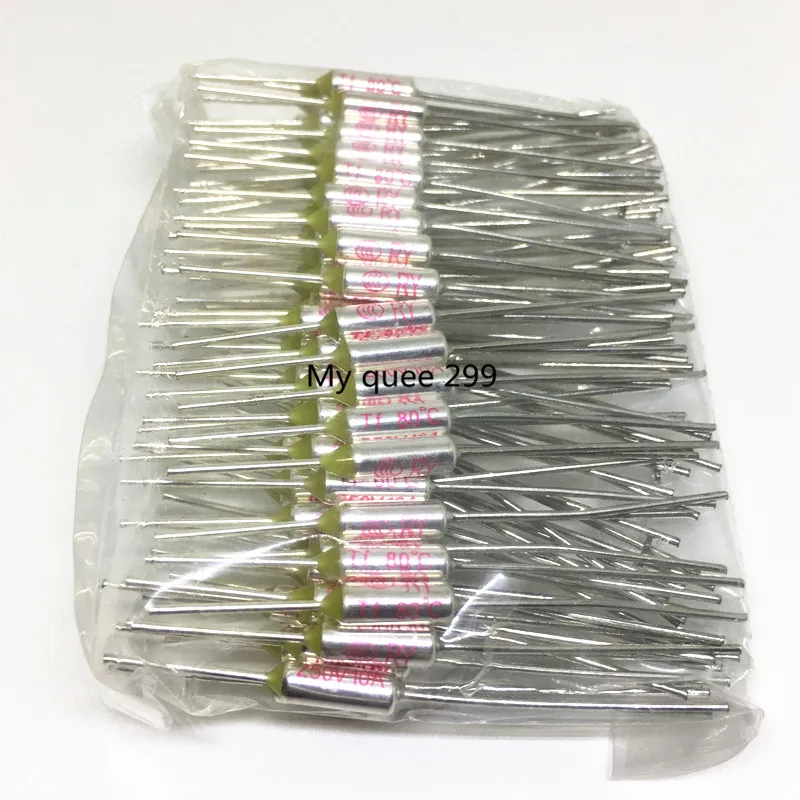 Термический предохранитель RY 100 шт./лот, 10 А, 250 В, 80 градусов, Tf 80 C Термический предохранитель RY 100 шт./лот, 10 А, 250 В, 80 градусов, Tf 80 C