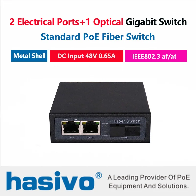 2 порта RJ45 PoE 1000 м 1 волоконный коммутатор 65 Вт коммутатор|Сетевые коммутаторы| |