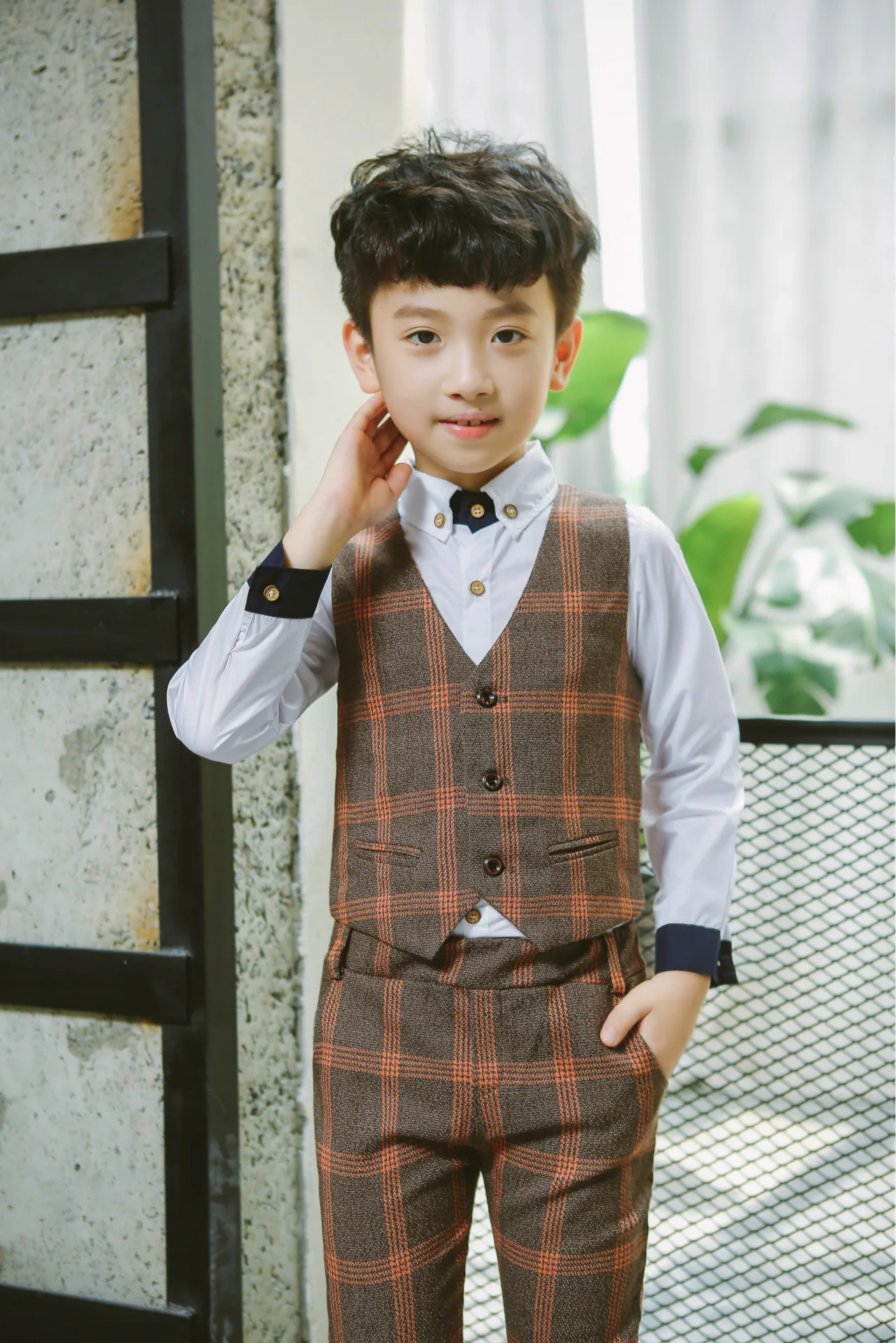 Flower Boys Formal Blazer Clothing Set Kids Jacket Vest Pants 3Pcs Wedding Tuxedo Suit Children Party Performance Dress Costume