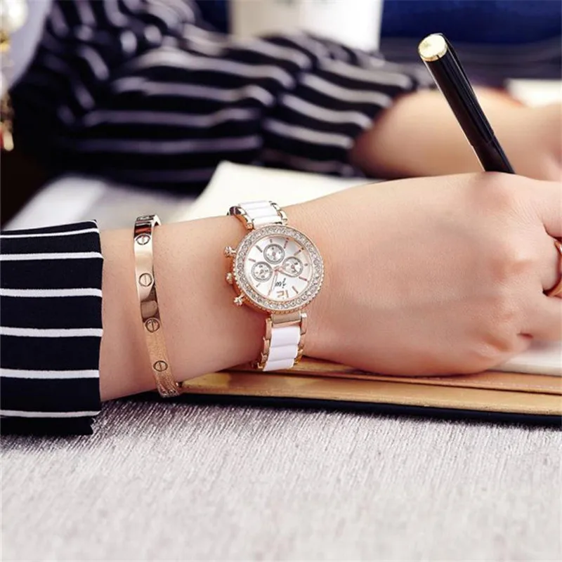 Элегантный Топ марка класса люкс алмаз Для женщин наручные часы Сталь кварцевые