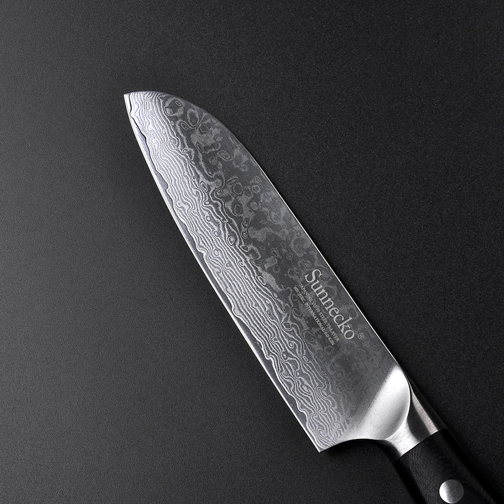 SUNNECKO 5-дюймовый нож Santoku кухонные ножи из дамасской стали японские лезвия VG10 G10
