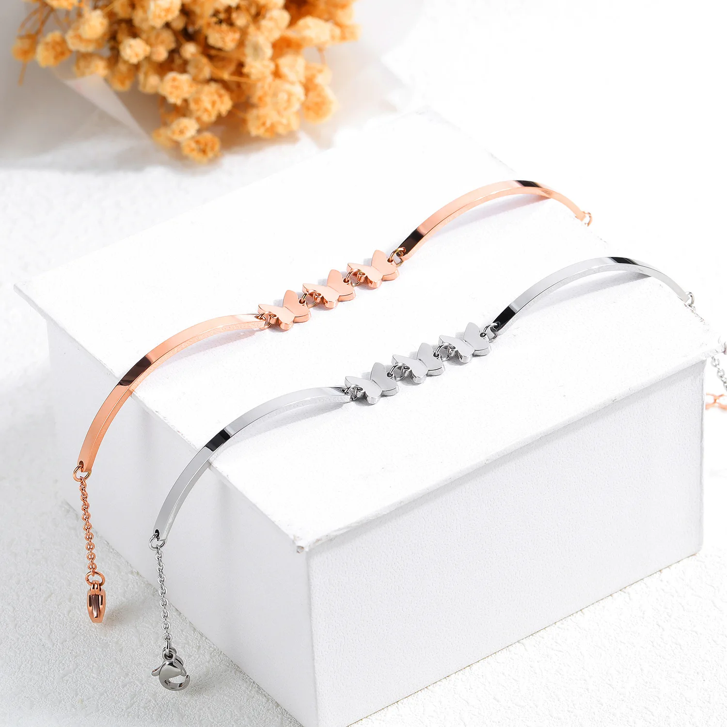 Корейская мода нержавеющая сталь Бабочка титановая Женский Регулируемый