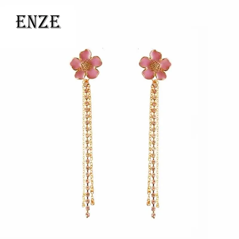 Серьги с кисточками в форме синего цветка модные аксессуары для женщин