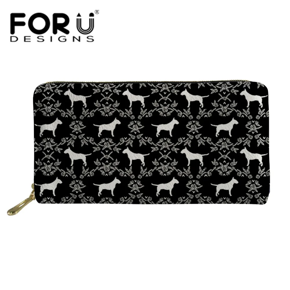 FORUDESIGNS/бультерьер милые женские кошельки и дорожные Длинные кошелек для карт