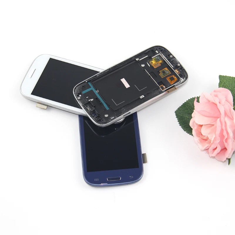 Ремонт ЖК дисплей для samsung s3 i9300 с рамкой синий белый|Экраны мобильных телефонов| |