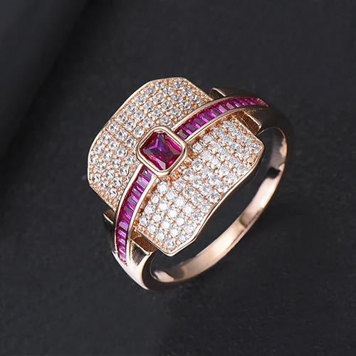Ruby Rose Gold GODKI Monaco, дизайнерские Роскошные стекируемые кольца-чокер для женщин, свадебные с кубическим цирконом, обручальное, Дубай, американское свадебное кольцо на палец - Цвет основного камня: Ruby Rose Gold