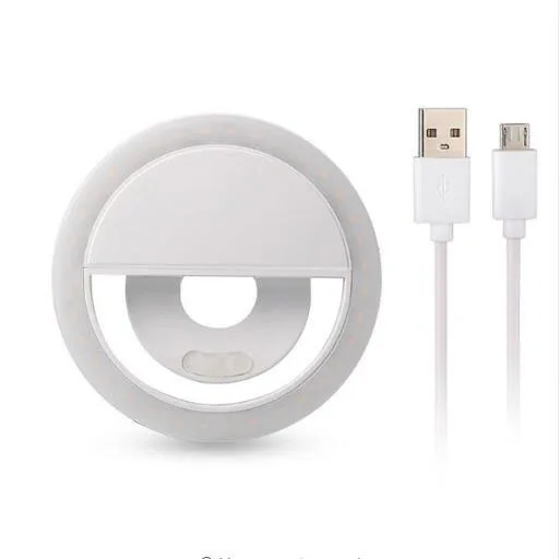 Usb зарядка селфи кольцо светодиодный телефон свет лампы мобильный телефон объектив СВЕТОДИОДНЫЙ Sefie лампа кольцо вспышки линзы для Iphone samsung - Цвет: White