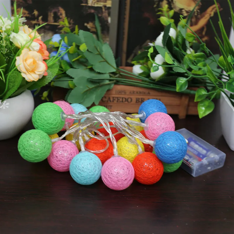 20 LED Thai Cotton Thread Ball Battery Box Light String Warm White Christmas Lights Indoor Creative Ins Decorative Lights