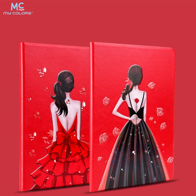 Lucky красный кожаный чехол для iPad 2/3/4 крышки 3D рельефным узором Flip Ultra Thin Smart 4 3 2