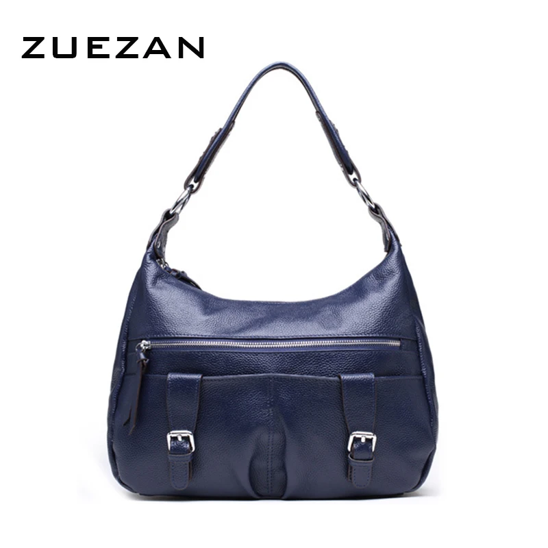 2 отделения на молнии большой Хобо женская сумка через плечо из натуральной кожи