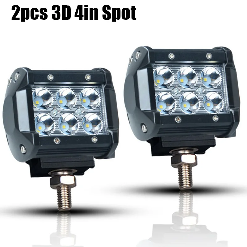 2 x 3D 4in Spot Внедорожный 3D 5D 4 7 12 дюймов 72 Вт 36 Вт 18 Вт дневные ходовые стробоскопы Авто дневные светодиодные фонари для автомобиля jeep wrangler jk 12 В 24 В лампы для грузовиков - Цвет: 2 x 3D 4in Spot