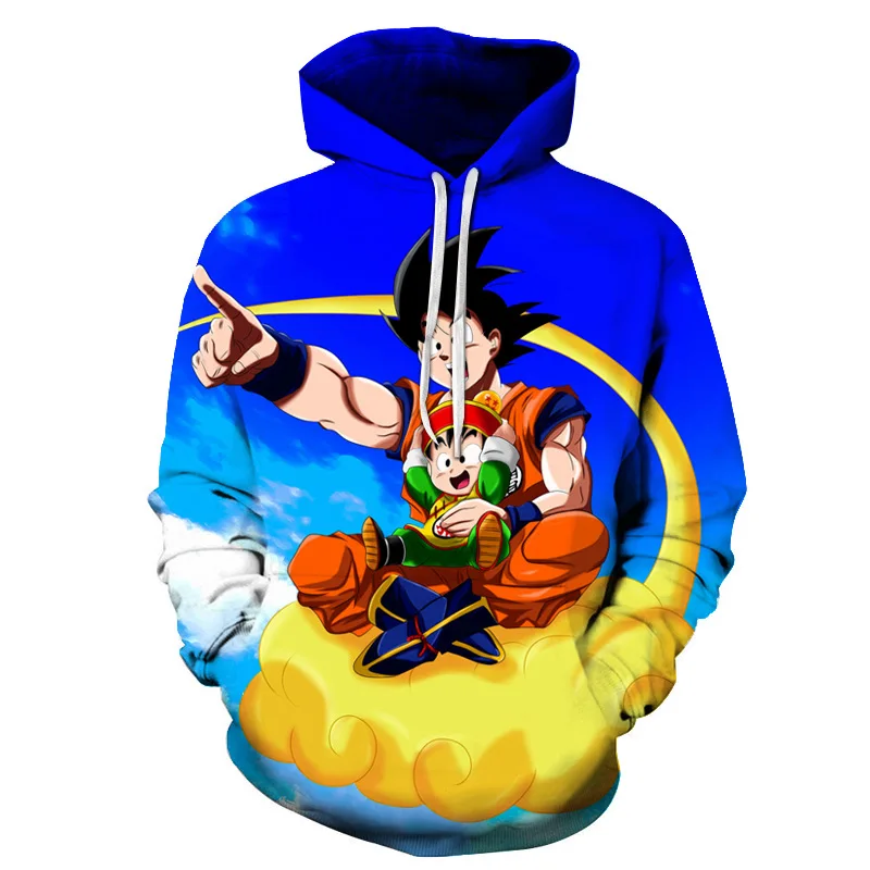 Аниме толстовки Dragon Ball Z с капюшоном и карманами Goku 3D цифровая печать для мужчин