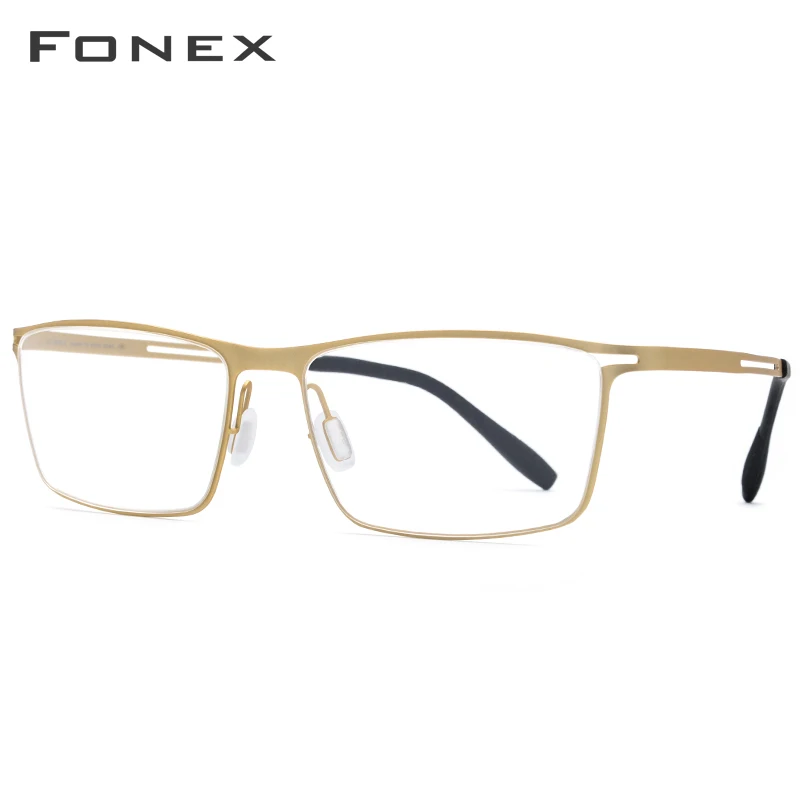 FONEX B титановая оправа для очков, мужские полуоправы, очки по рецепту, ультралегкие очки для близорукости, оптическая оправа, Безвинтовые очки 874