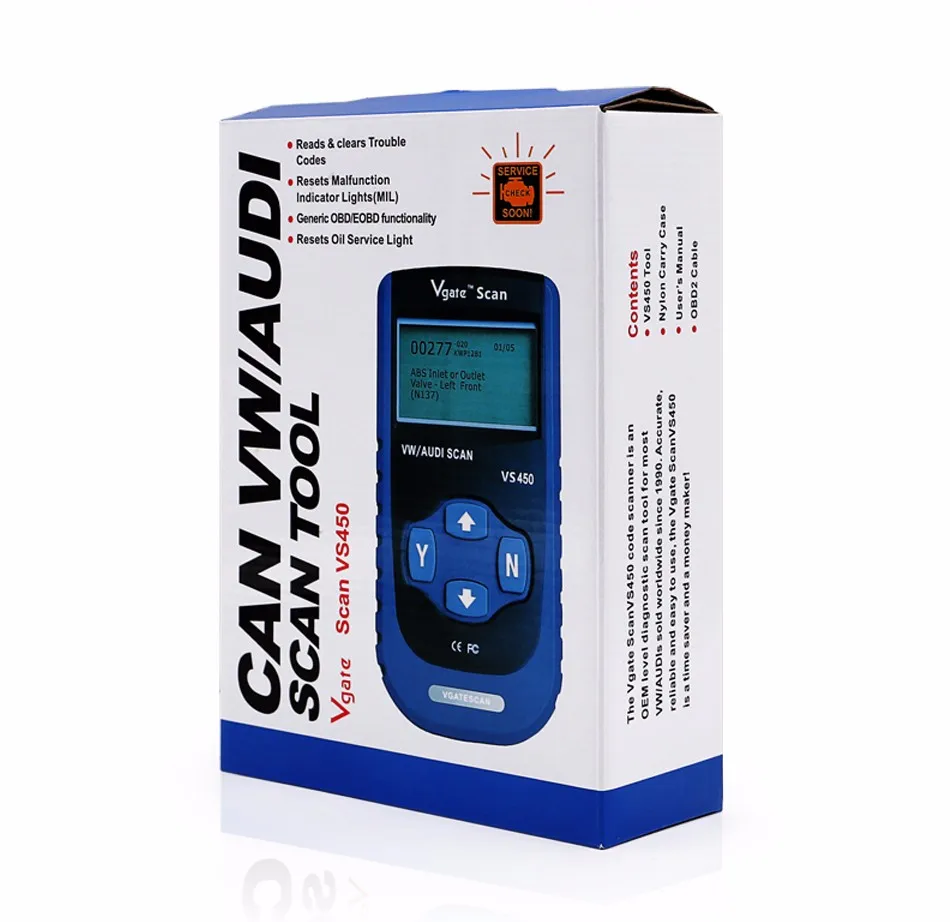 Vgate VS450 для VAG OBDII OBD 2 Code Reader автомобиля инструмент диагностики VS 450 сброс подушка