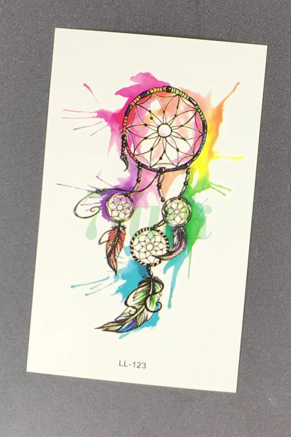 

Water Transfer fake flash tattoo watercolor Dreamcatcher feather waterproof Temporary Tattoo sticker for adults kids