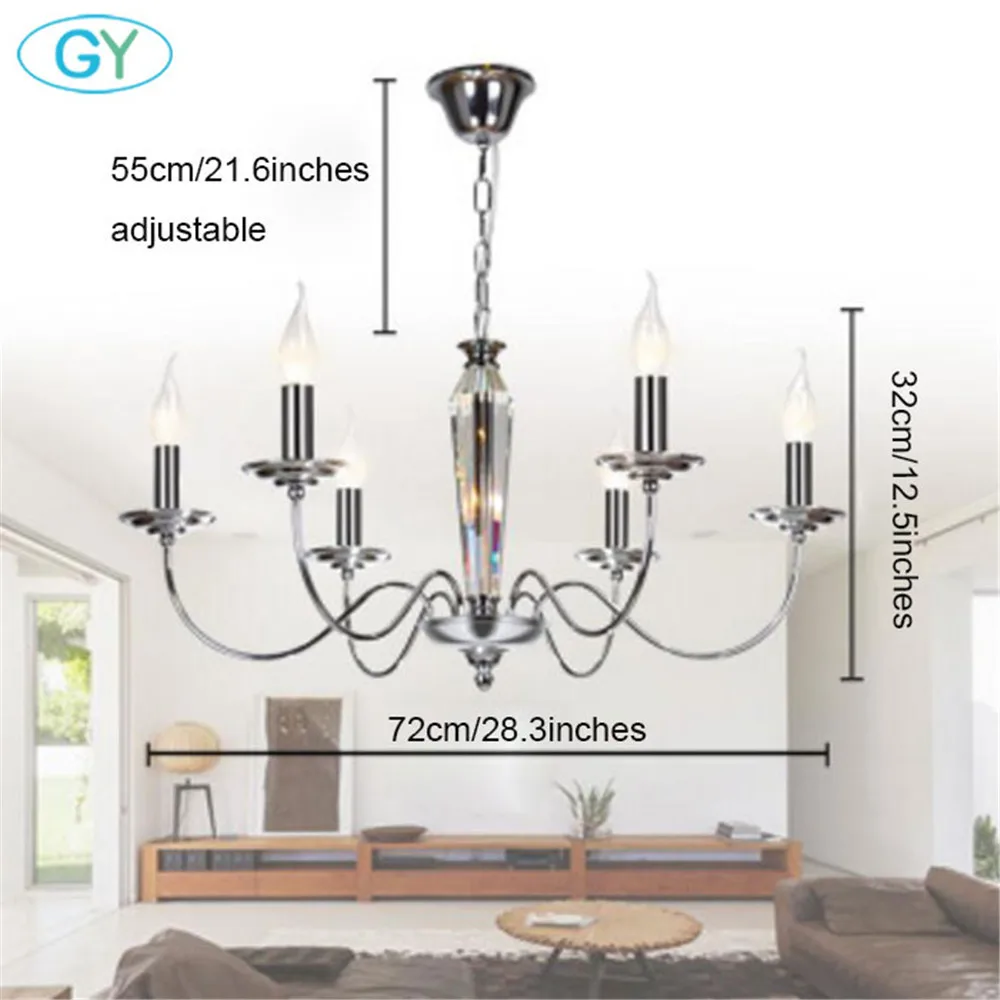 Современная хромированная люстра из кованого железа стеклянная художественная