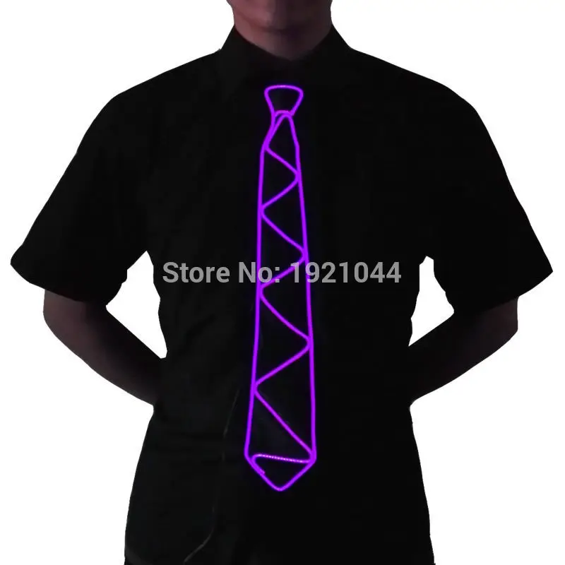 purple 10 стиль мигающий свет вверх светодиодный галстук для шеи светящийся сверкающий EL провод Галстуки для вечерней вечеринки, DJ, бар, Клубное свадебное украшение - Цвет: purple
