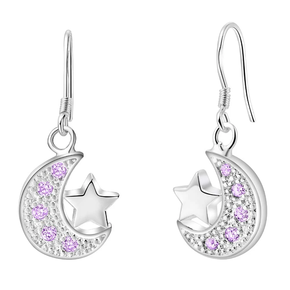 3 вида цветов! Персонализированные серебряные длинные висячие серьги звезда и