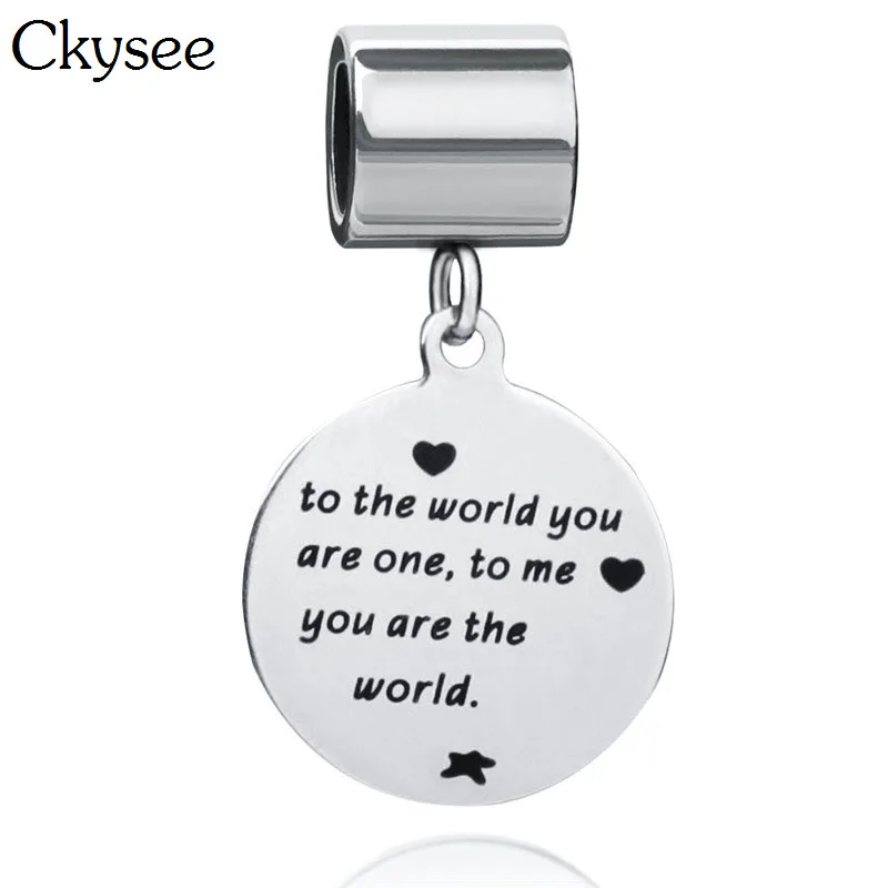 Ckysee серебряный цвет из нержавеющей стали буквы подвески выгравированы в мире вы