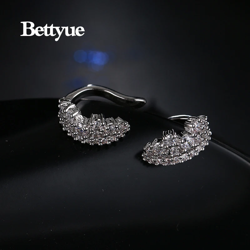 Bettyue, брендовые, модные, очаровательные, дешевые, клипсы, серьги, белый кубический циркон, готический стиль, ювелирные серьги для женщин, свадебный подарок