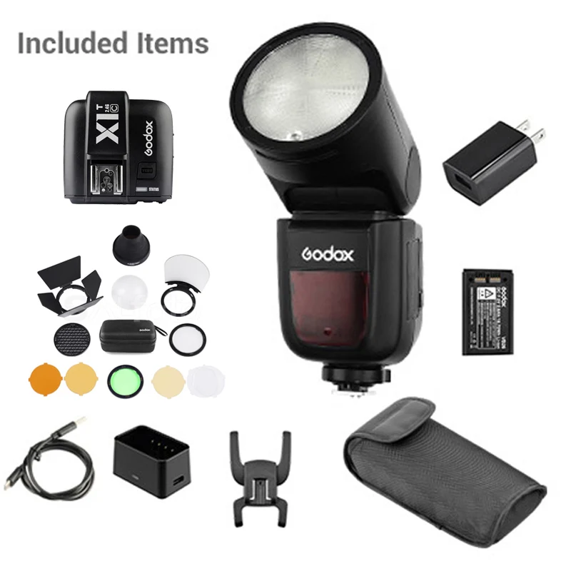 V1 add X1T AK-R1 Godox V1 V1C V1N V1S V1F V1O ttl Li-Ion вспышка с круглой головкой 2,4G HSS 1/8000s Speedlite для Canon Nikon sony Fuji Olympus - Цвет: V1 add X1T AK-R1