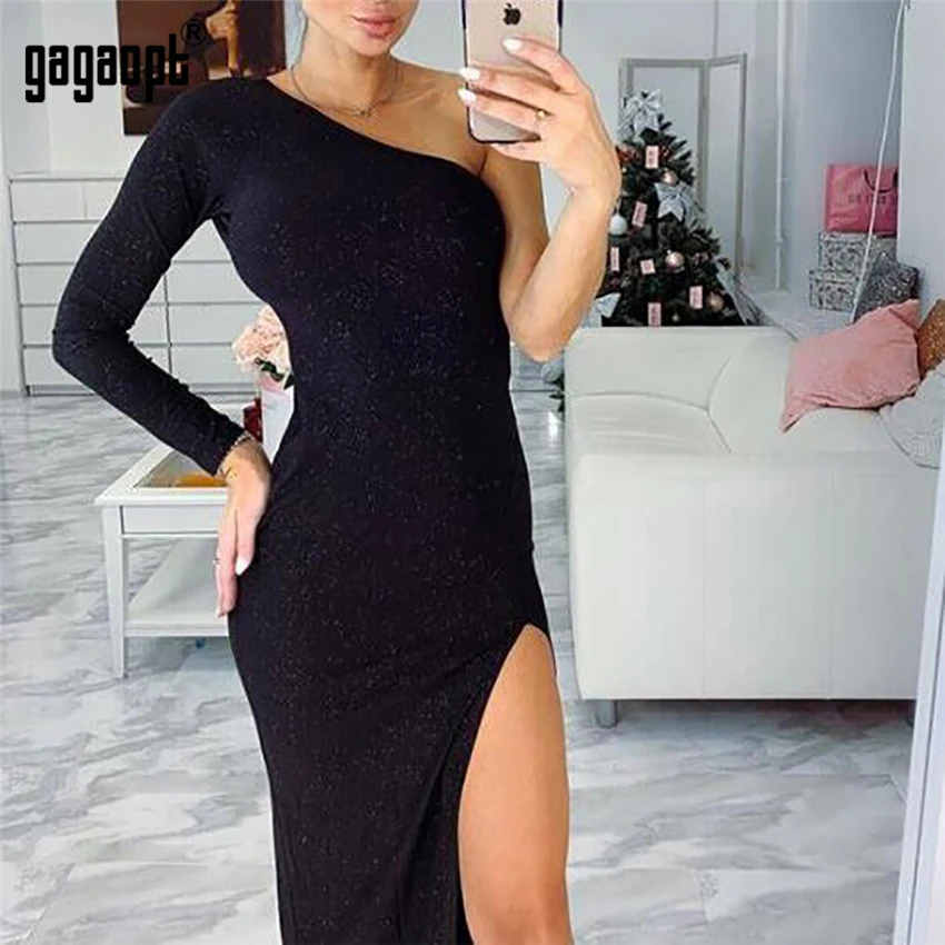 Женское Сверкающее платье макси Gagaopt черные/красные вечерние платья с высоким