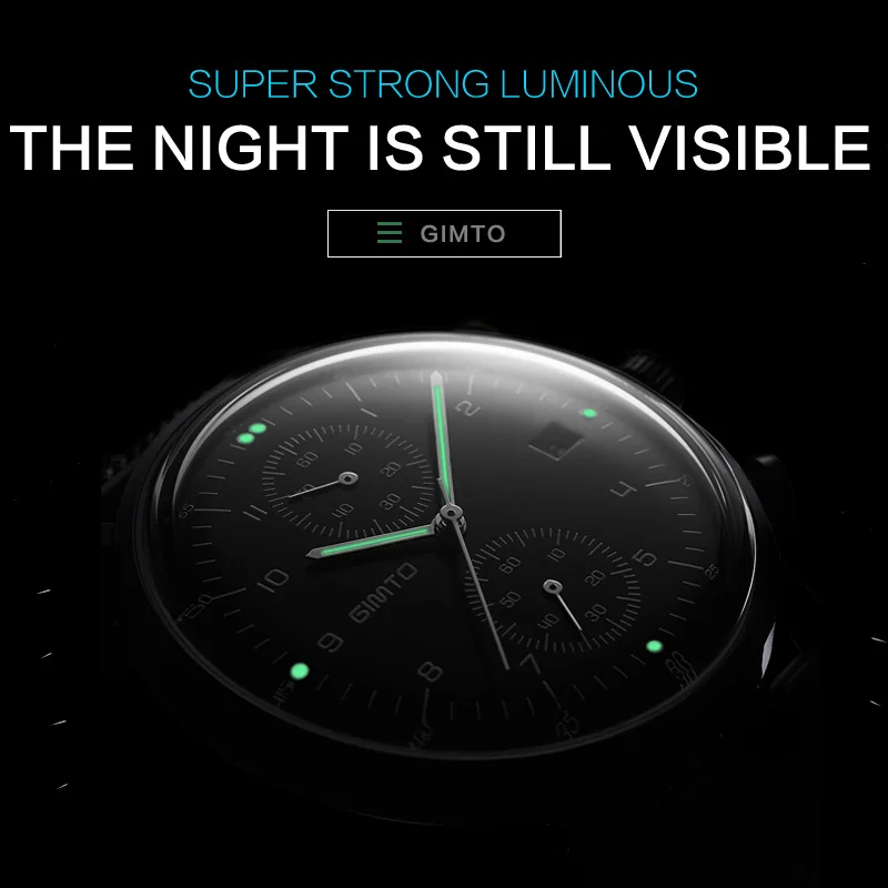 GIMTO Роскошные брендовые Для мужчин Бизнес спортивные часы Водонепроницаемый