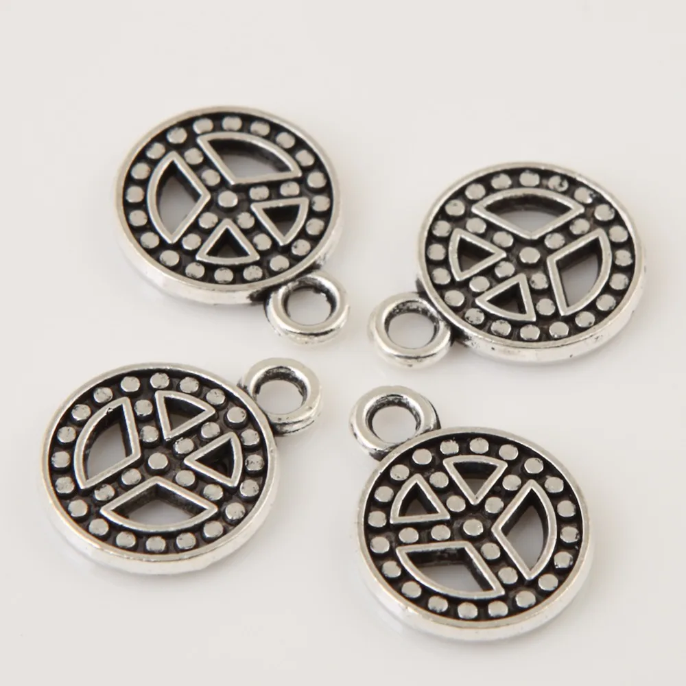 10 pieces/lot 13x17mm Zinc Alloy Antique Silver Peace Symbol Charms DIY Pendants 64-1190 |