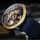 IK цветные мужские автоматические часы Скелет Механические модные повседневные наручные часы Плетеный браслет из нержавеющей стали Relogio Masculino