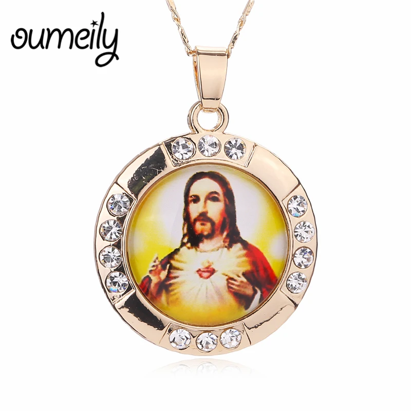Ожерелье с подвеской OUMEILY Jesus большое ожерелье крестиком для женщин и мужчин