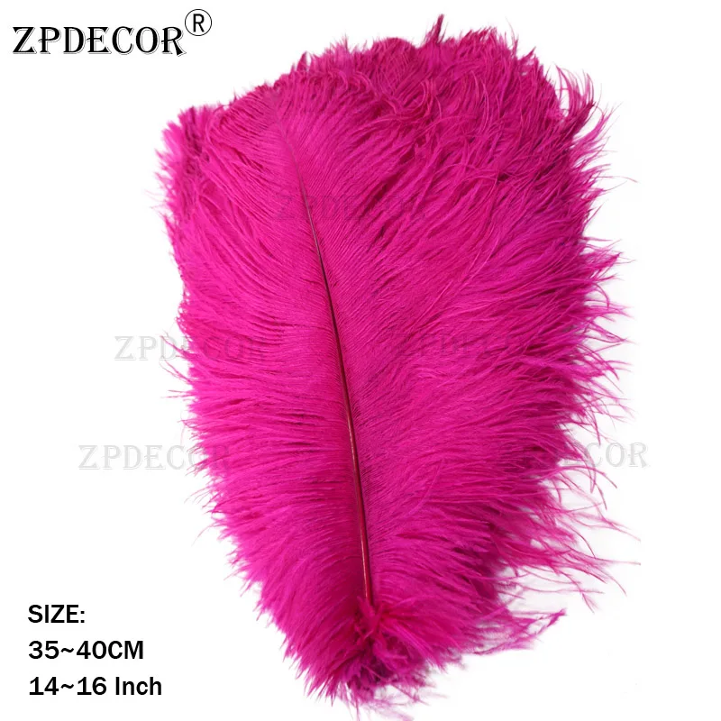 Темно-розовый ZPDECOR страусиные перья 35-40 см для рукоделия, товары для свадебной вечеринки, карнавальные украшения для танцоров - Цвет: Темно-розовый