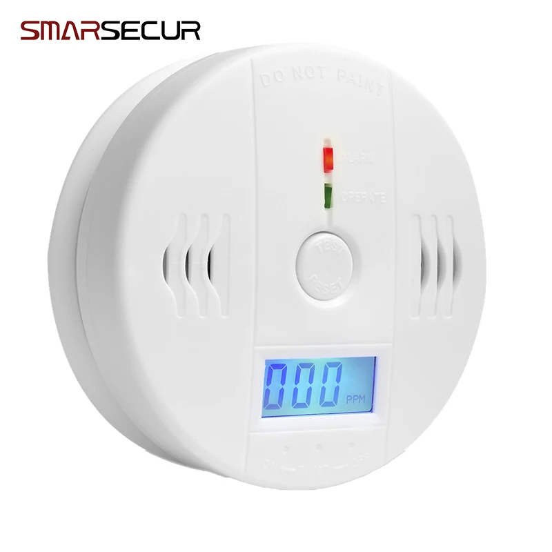 Smarsecur цифровой 85dB Предупреждение Высокочувствительный ЖК-дисплей фотоэлектрический независимый CO датчик газа детектор угарного газа
