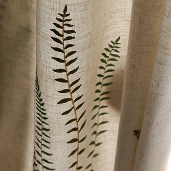 1pc curtain Вышитые зеленые листья, занавески для гостиной, спальни, тюль для окон, кухни, американский стиль, тканевые занавески для детской комнаты - Цвет: 1pc curtain