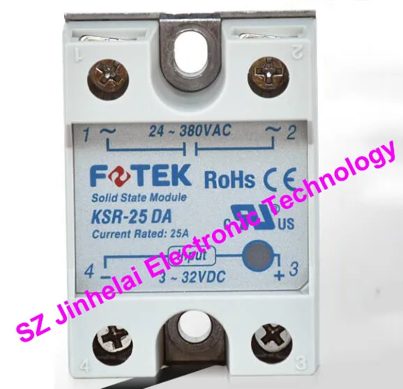 

100% Authentic original KSR-25DA FOTEK Single-phase solid state relay 25A