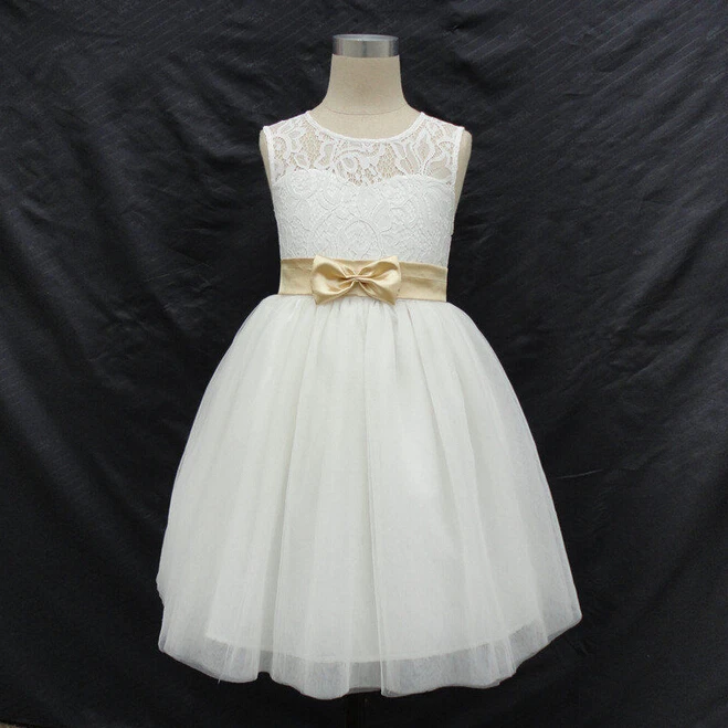 

Абсолютно новые платья с настоящими цветами для девочек с бантом и вырезом на спине, вечернее пышное платье для маленьких девочек, детское/Д...